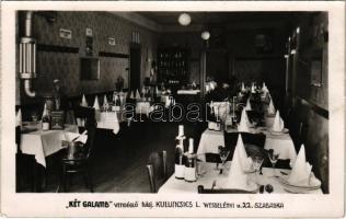 1943 Szabadka, Subotica; Kuluncsics L. Két Galamb vendéglője, belső, Horthy Miklós portréja, "Délvidék visszatért" irredenta plakát a falon, "Padlóra köpni tilos" feliratú tábla. Wesselényi u. 22. / restaurant interior with portrait of Regent Horthy and Hungarian irredenta propaganda. photo