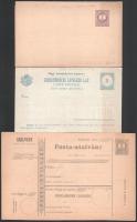 Krajcáros díjjegyes tétel, benne 13 db postautalvány, 2 db díjjegyes levelezőlap, mind használatlan