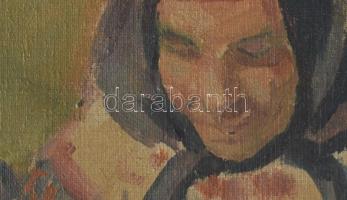 Ungvári R. Miklós Ungvár, (1911 - 2001): Varró lányok. Olaj, vászon, jelzett, keretben 42x40 cm