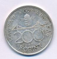 1992. 200Ft Ag "MNB" T:AU,XF patina Adamo F13