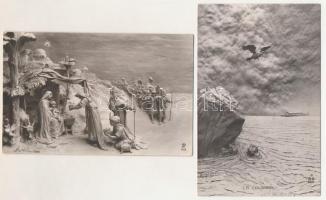 19 db RÉGI Mastroianni szobor-művészlap / 19 Mastroianni sculptochromie and art postcards