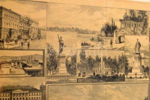 [Budapesti látképek] Ansichten an Budapest nach Weinwurm. Rotációs fametszet. 51x34 cm Üvegezett ker...