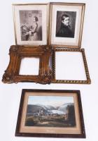 5 db képkeret, metszetekkel. kb 21x26 cm