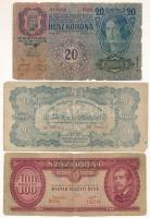 1913. 20K II. kiadás felülbélyegzés nélkül + 1944. 20P "A Vöröshadsereg Parancsnoksága" egyvonalas értékjelzéssel + 1949. 100Ft T:VG-G