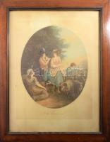 Hamilton - Bartolozzi: The evening. Litográfia, papír. XIX. sz. Jelzett. Üvegezett fa keretben. 28x36 cm /42x52 cm