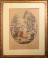 Hamilton - Bartolozzi: The morning. Litográfia, papír. XIX. sz. Jelzett. Üvegezett fa keretben. 28x36 cm / 42x52 cm