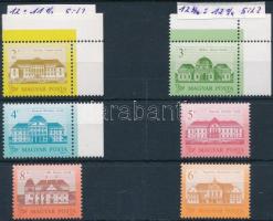 1986 Kastélyok I. sor sihl papíron, a 2Ft, 4Ft és 8Ft 12 : 11 1/2 fogazással, a 3Ft, 5Ft és 6Ft 12 3/4 : 12 1/4 fogazással (13.500)