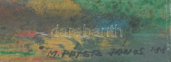 M. Péter János (1941-2009): Sepsiszentgyörgy környéke.. Olaj, karton, üvegezett fa keretben, 11x15 c...