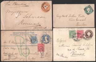 Angol gyarmatok 32 db díjjegyes küldemény, közte díjkiegészített is