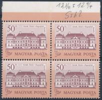1987 Kastélyok II. 50Ft ívszéli négyestömb sihl papíron, 12 3/4 : 12 1/4 fogazással (40.000)