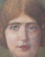 Jelzés nélkül: Női portré. Olaj, vászon, felkasírozva, kissé sérült, üvegezett keretben.31x27 cm / 4...