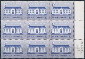 1991 Kastélyok V. 12Ft ívszéli kilencestömb sihl papíron, 12 : 11 1/2 fogazással (45.000)