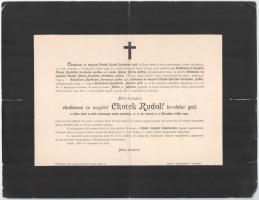 1903 Futak, chotkowai és wognini gróf Chotek Rudolf (1822-1903) cs. és kir. kamarás, a főrendiház örökös tagja halotti értesítője, gróf Széchényi Sándor részére címezve, lapszéli sérülésekkel, 24x31 cm