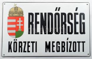 "Rendőrség körzeti megbízott" zománcozott tábla, hibátlan, 25x40 cm