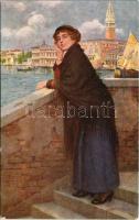 Italian lady art postcard. N. 2843-1. artist signed