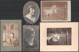 cca 1921 Helbing Mária (Haranghy Jenőné) és Haranghy Miklós, 5 db fotó, vegyes méretben