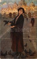 Italian lady art postcard. N. 2843-3. artist signed (EK)
