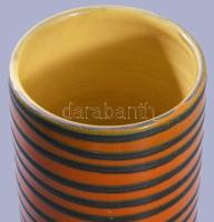 Iparművész vonalazott váza, m: 21,5 cm