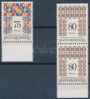 1996 Magyar népművészet 75Ft ívszéli bélyeg + 80Ft ívszéli pár sihl papíron, 11 1/2 : 12 fogazással (33.000)