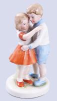 Retro német gyermekpár figura, m: 13 cm