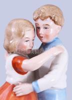 Retro német gyermekpár figura, m: 13 cm