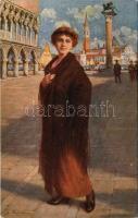 Italian lady art postcard. N. 2843-2. artist signed