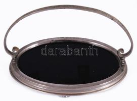 Art deco kínáló hialitüveg betéttel, 23x13 cm