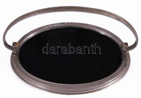 Art deco kínáló hialitüveg betéttel, 23x13 cm