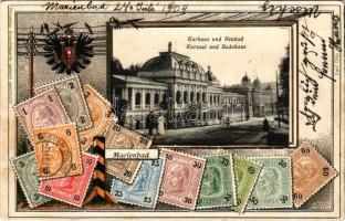 1904 Mariánské Lázne, Marienbad; Kurhaus und Neubad. Philatelie-Ansichtskarte Carl Otto Hayd. Art Nouveau, Emb. litho (pinhole)