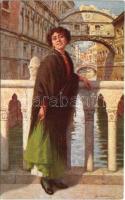 Italian lady art postcard. N. 2843-5. artist signed (gyűrődések / creases)