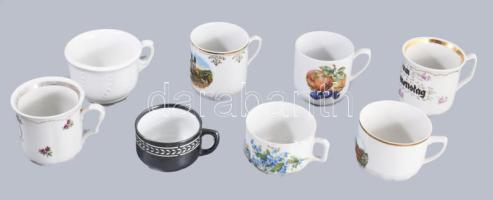 8 darab bögre és emlékbögre, közte kopással, m: 9 cm alatt