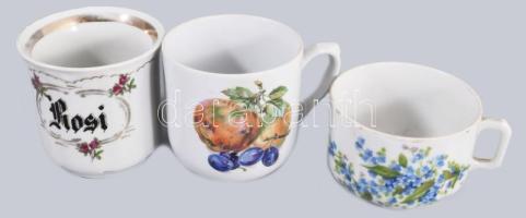 8 darab bögre és emlékbögre, közte kopással, m: 9 cm alatt