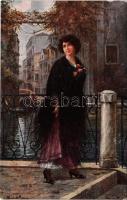 Italian lady art postcard. N. 3143-4. artist signed