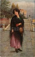 Italian lady art postcard. N. 3143-3. artist signed