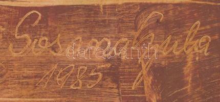 Sosana Gyula: Virág csendélet Dávid csillaggal. Olaj, karton, jelzett 21x29 cm