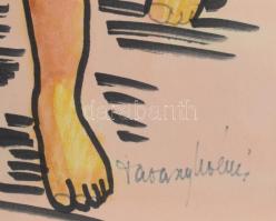 Tavaszy Noémi (1927-2018): Vietnámi gyerekek 1989. Filc, papír. Jelzett. 38x25 cm