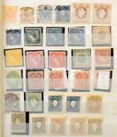 Ausztria 1850-1900 90 db bélyeg, közte sok újnyomat, utánnyomás is + 7 db modern bélyeg, 8 lapos A5-ös berakó 3 oldalán