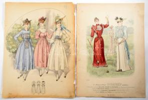 ca 1910 2 db nagy méretű divat kép 30x40 cm