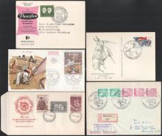 59 db főleg európai emlékbélyegzős boríték, levelezőlap stb.