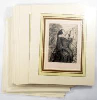 30 db történelmi személyeket ábrázoló metszet, acélmetszet, paszpartuban 18 x14 cm / 37x30 cm