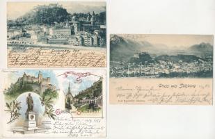 Salzburg - 3 pre-1945 town postcards, with litho