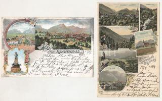 Bad Reichenhall - 9 pre-1945 town postcards, with lithos