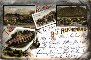 1899 Bad Reichenhall, Bad Kirchberg, Colonnade, Brunnenkapelle. Carl Otto Hayd Kunstverlag / mountain, chapel. Art Nouveau, floral, litho (cut)