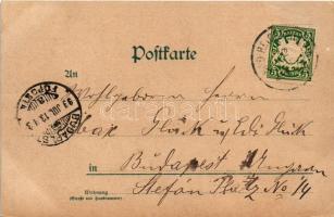 1899 Bad Reichenhall, view, fountain. Bernhard Wertheimer Art Nouveau, floral, litho (small tear)