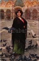 Italian lady art postcard. N. 3143-1. artist signed