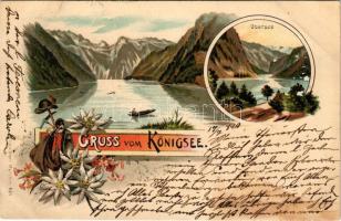 1899 Königsee, Obersee. Moch &amp; Stern Art Nouveau, floral, litho (EK)
