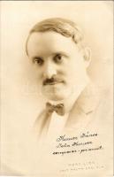 1924 Kurucz János (1883-1940) zeneszerző, zongorista. Komáromban született 1883-ban és Hollywoodban hunyt el 1940-ben. Hátoldalon Kurucz János aláírása és saját kézzel írt kottája / John Kurucz, composer and pianist. Hand-written musical notation and signature on the backside. Mona Lisa (New York) photo (vágott / cut)