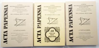 A Pápai Református Gyűjtemények Közleményei. XIII. évfolyam 2013/4. szám, XIV. évfolyam 2014/1-2. szám, XV. évfolyam 2015/3-4. szám. Kiadói papírkötés, jó állapotban.