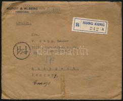 Hongkong 1938 Ajánlott levél Hongkongból Budapestre