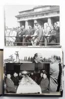 ca 1970 Kádár János az NDK-ban. Hivatalos látogatásról készült fotó sorozat, címeres díszdobozban, Kádár hadgyakorlatot néz, Honeckerrel, látogatáson. Német haditengerészet, stb. 32 db 24x16 cm-es fotó